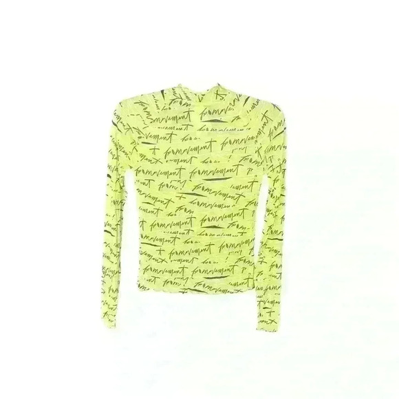 FREE PEOPLE MOVEMENT LOGO PRINT LONG SLEEVE SHIRT MEDIUM GREEN NWOT SHEER - Picture 9 of 11